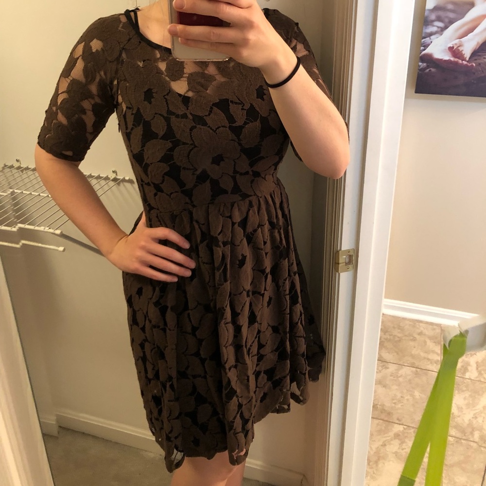 Anthropologie Weston Wear brown lace dress - Picture 2 of 6